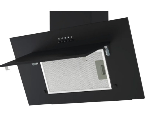 Schwarze Dunstabzugshaube mit Metallfettfilter