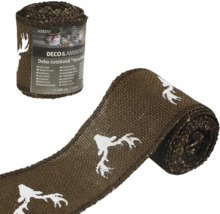 Juteband mit Hirschmotiv, 300 cm lang und 1,6 cm breit