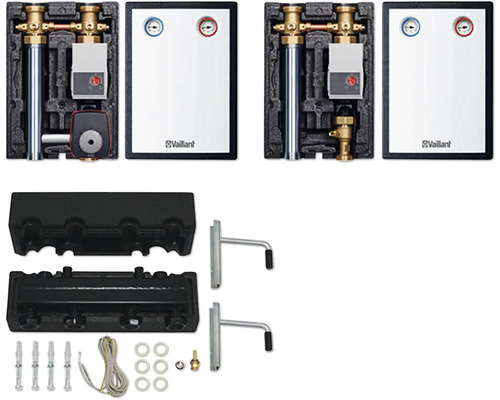 Vaillant Heizkreisverteiler mit Heizkreispumpe, Verteilerbalken, Wandhalterung und Montagematerial