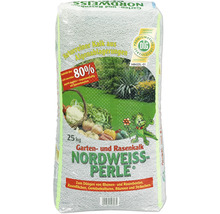 Nordweiss Garten- und Rasenkalk Perle 25 kg Sack zur Düngung von Blumen-, Rosenbeeten, Rasenflächen, Gemüsekulturen, Bäumen und Sträuchern