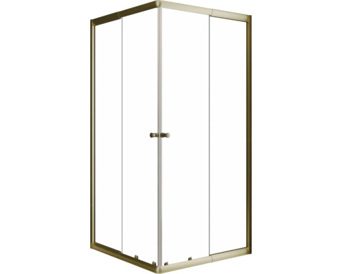 Eckdusche mit Glastüren und Griff