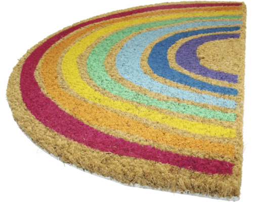 Halbrunde Fussmatte mit Regenbogenmuster für den Innenbereich