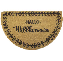 Fußmatte mit der Aufschrift Hallo Willkommen und einem Blätterkranz