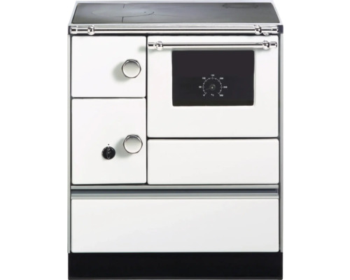 Küchenofen Holzherd Dauerbrandofen WESTMINSTER K76-70 Farbe Herd weiß Position Backraum Rechts Material Herdplatte Stahlplatte Holzherd mit Backofen