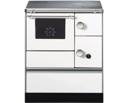 Küchenofen Holzherd Dauerbrandofen WESTMINSTER K76-70 Farbe Herd weiß Position Backraum Links Material Herdplatte Stahlplatte Herd mit Backofen und Kochfeld