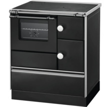 Schwarzer Küchenherd mit Backofen und Kochfeld