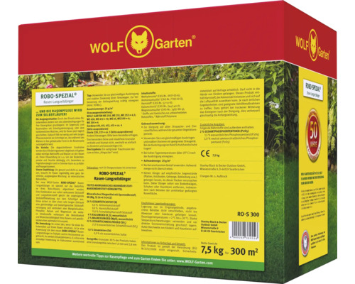 Wolf Garten RoboSpezial Rasen Langzeitdünger zur Rasenpflege mit Robotermähern, 7,5 Kilogramm für 300 Quadratmeter