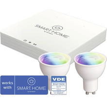 Smart Home Gateway mit zwei Lampen und VDE Siegel