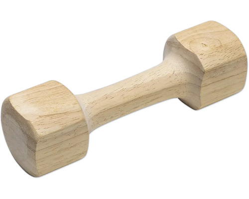 Hundespielzeug beeztees Spielzeug Hantel 230g Natur - M - ca. 18,5 x 5 x 5 cm, Massivholz, Apportieren, Trainieren Hantel aus Holz