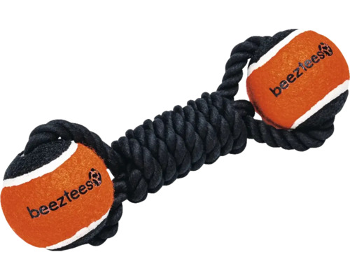 Hundespielzeug mit Seil und zwei Tennisbällen