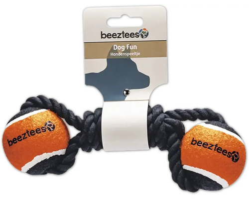 Hundespielzeug mit zwei Tennisbällen und einem Tau