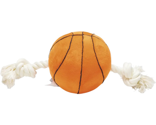 Hundespielzeug beeztees Basketball mit Seil Plüsch, Baumwolle , Orange, Natur - ca. 27 x 13 x 13 cm Hundespielzeug Basketball mit Seil