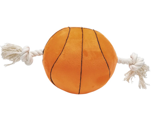 Hundespielzeug beeztees Basketball mit Seil Plüsch, Baumwolle , Orange, Natur - ca. 33 x 19 x 19 cm Hundespielzeug Basketball mit Seilknoten