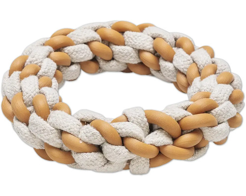 Hundespielzeug beeztees Dental Seilring Puppy Mik für Welpen, Zahnpflege thermoplastischer Gummi, Baumwolle ca. 8 x 8 x 3,2 cm Hundespielzeug Ring aus Seil und Kunststoff