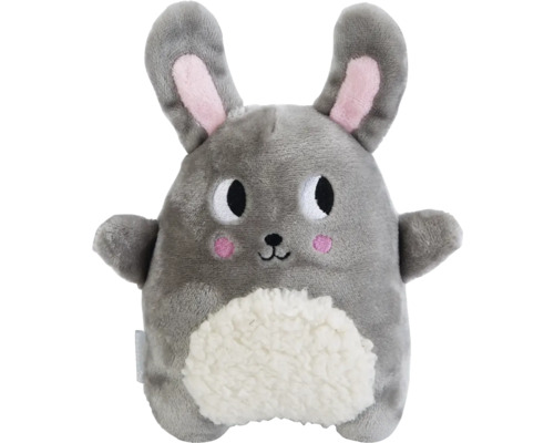 Graues Stofftier Kaninchen mit rosa Akzenten
