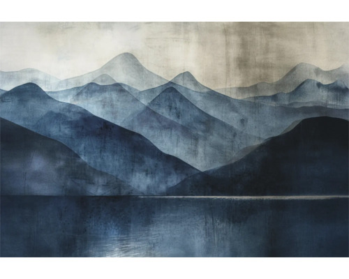 Fototapete Vlies 22067-07-01 GMK Art Edition 2 Indigo Silence blau 8-tlg.. 400 x 270 cm Wandbild mit Berglandschaft und See