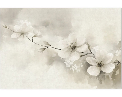 Fototapete Vlies 22070-07-01 GMK Art Edition 2 First Light grau 8-tlg. 400 x 270 cm Illustration von Blütenzweigen auf hellem Hintergrund