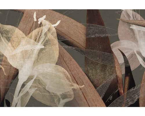 Fototapete Vlies 22081-07-01 GMK Art Edition 2 Fading Flower braun 8-tlg. 400 x 270 cm Abstraktes Blumenmuster mit Blütenblättern und Blättern