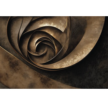 Abstrakte Darstellung von spiralförmigen, metallischen Bändern