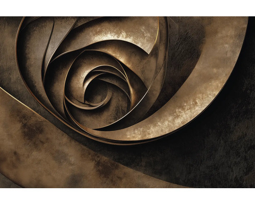 Fototapete Vlies 22082-02-01 GMK Art Edition 2 Core of Quiet braun 8-tlg. 400 x 270 cm Abstrakte Darstellung von spiralförmigen, metallischen Bändern