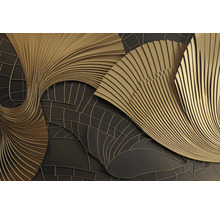 Abstraktes Wanddesign mit Linien und gewölbten Elementen