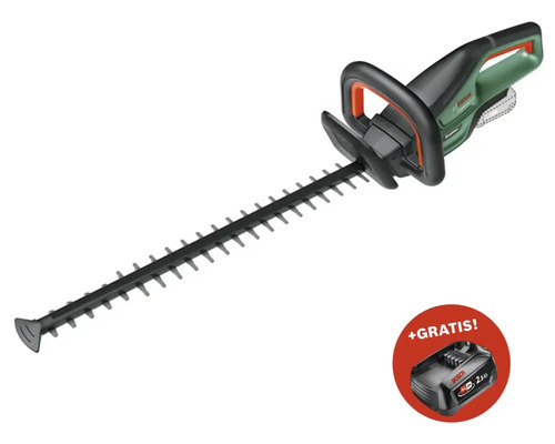Akkubetriebene Heckenschere mit zusätzlicher Batterie
