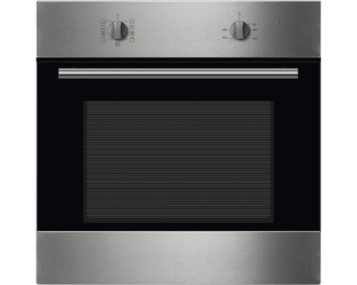 Edelstahl Einbaubackofen mit Temperaturregler und Funktionswahlschalter