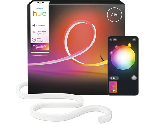 Philips Hue Neon Outdoor LED Stripe Lightstrip 30W 1100 lm 2000- 6500 K RGBW 3m Philips Hue Neon Lichtschlauch für den Außenbereich, 3 Meter, mit App-Steuerung