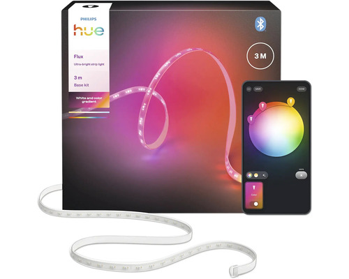 Philips Hue Flux Ultra-Bright Lightstrip 29W 2900 lm 2000 K RGBW Zigbee Bluetooth 3 m Philips Hue Flux 3 Meter Basis-Kit für ultrahelle Lichtbänder mit Smartphone-App