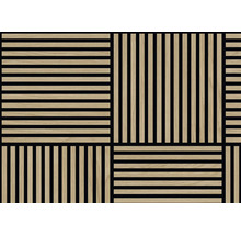 Akustikpaneel mit Holzrippen im geometrischen Muster
