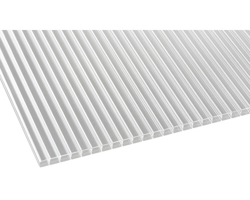 PRECIT Polycarbonat Hohlkammerplatte klar einseitiger UV-Schutz 2500 mm x 980 mm x 16 mm Stegplatte für den Außenbereich