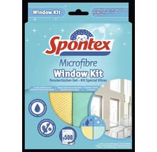 Spontex Microfaser Fensterputz Set mit gelbem Allzwecktuch und grünem Fenstertuch