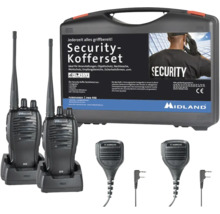 Midland Security Koffer Set mit Funkgeräten, Ladegeräten und Lautsprechermikrofonen