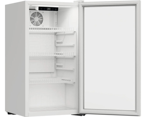 Offener Getränkekühlschrank mit Regalen