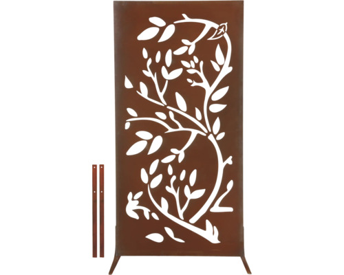 Dekorative Sichtschutzwand aus Metall mit Pflanzenmuster