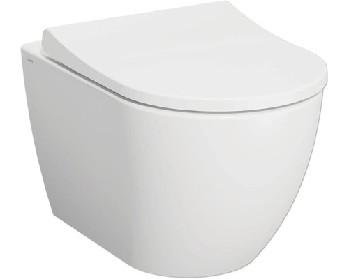 Wand-WC Set VitrA Mia Tiefspüler ohne Spülrand weiß glänzend mit antibakterieller VitrA Hygiene Glasur und WC-Sitz 7510B003-6288 Wand-Tiefspülklosett mit Deckel