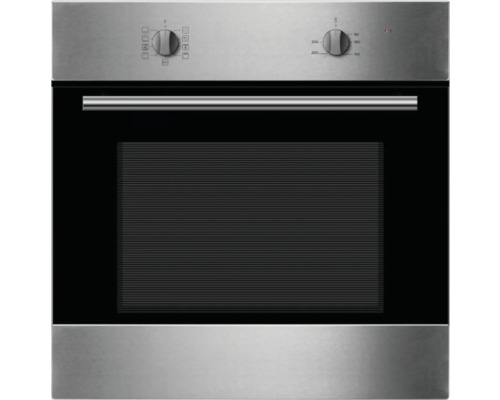 Edelstahl Einbaubackofen mit Temperaturregler und Funktionswahlschalter