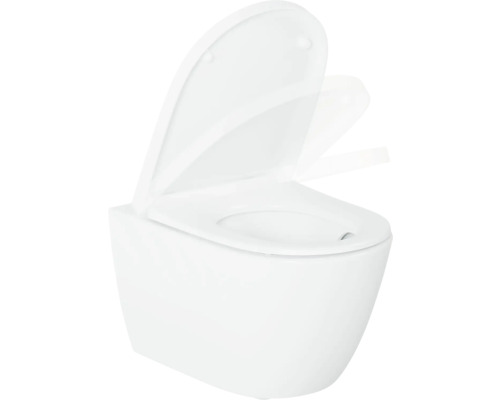 Wand-Tiefspülklosett mit offenem Spülrand und WC-Sitz