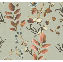 Tapete mit Blätter- und Blütenmuster
