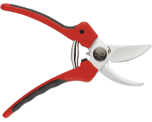 FELCO Gartenschere 171 L Bypass Gartenschere mit roten Griffen und silberfarbenen Klingen