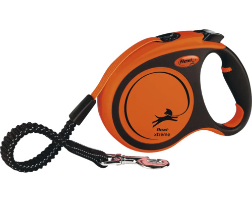 Leine flexi Xtreme Tape L 5 m Gurtrollleine orange/schwarz bis 65 kg Roll - Leine Flexi Xtreme Rollleine für Hunde