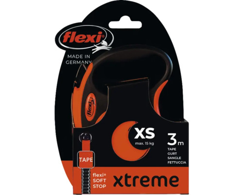 Flexi Xtreme XS Rollleine mit drei Meter Gurt für Hunde bis maximal 15 Kilogramm in Verpackung