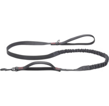Graue Hundeleine mit zwei Griffen und elastischem Teil