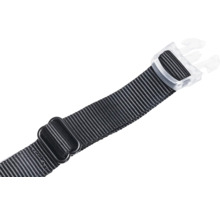Schwarzes Textilband mit Schnalle und Metalleinstellung