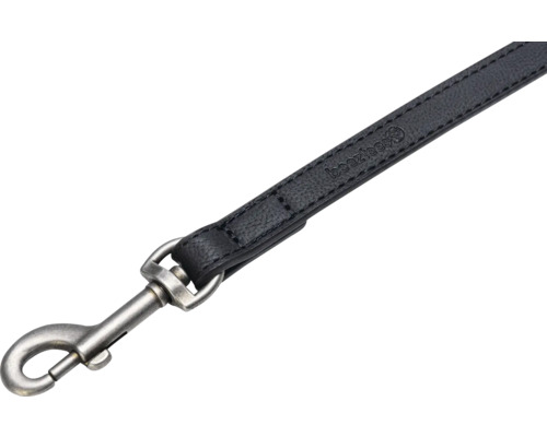 Schwarze Hundeleine aus Leder mit Karabinerhaken