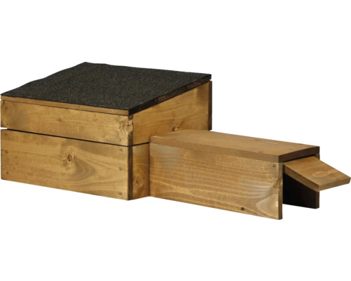 Igelhaus dobar Igelhöhle mit schwarzem Bitumendach und Rattenklappe, ca. 74 x 29 x 24 cm Fledermauskasten aus Holz mit Dachpappe