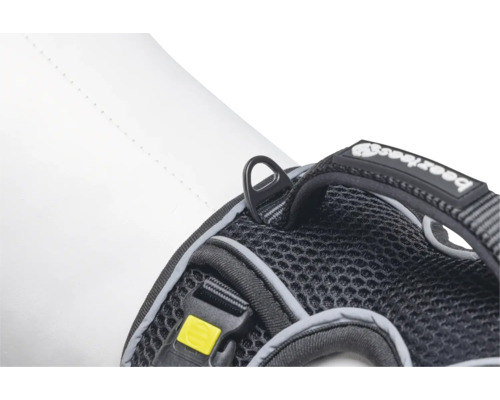 Detailansicht eines Hunde-Brustgeschirrs mit D-Ring