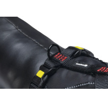 Detailansicht eines Hundegeschirrs mit Ring und Schnalle