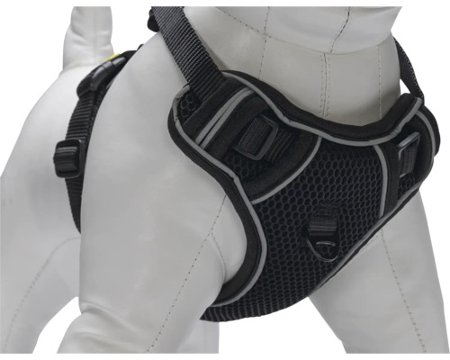 Schwarzes Hundegeschirr mit Gurt