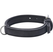 Schwarzes Hundehalsband aus Leder mit Metallschnalle und D-Ring